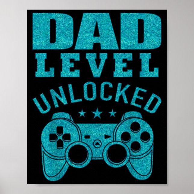 Affiche Funny New Dad Shirt Dad Level Unlocked Day Tee Shi (Devant)