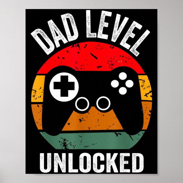 Affiche Funny New Dad Shirt Dad Level Unlocked Tee Shirt G (Devant)