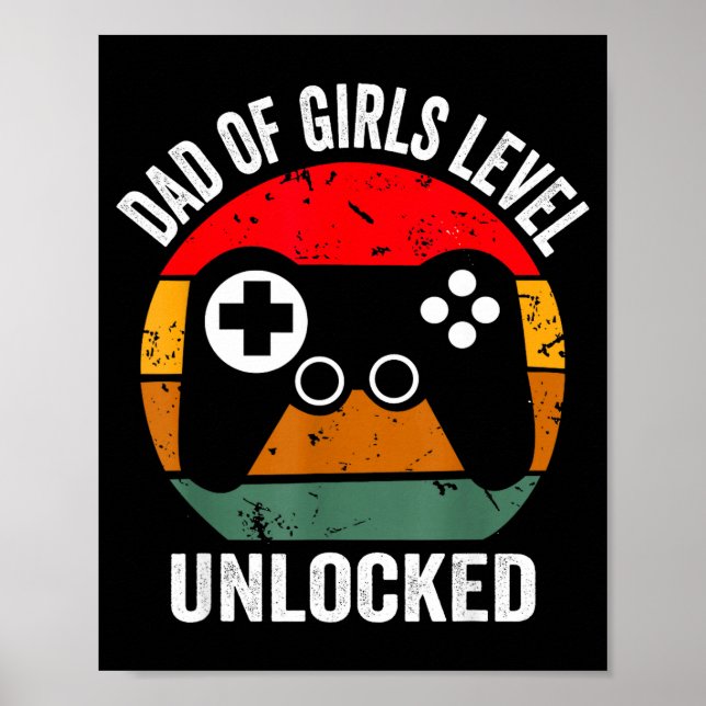 Affiche Funny New Dad Shirt Dad Of Girls Level Unlocked Te (Devant)