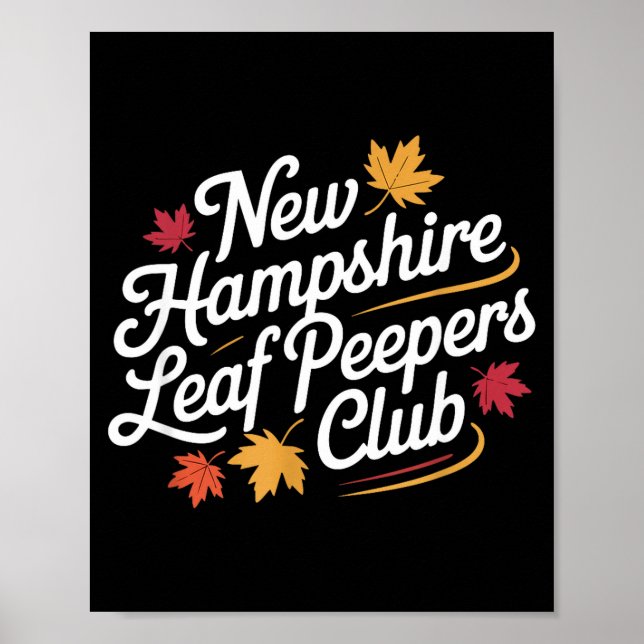 Affiche Funny New Hampshire Leaf Er's Club Autumn Fall Lea (Devant)