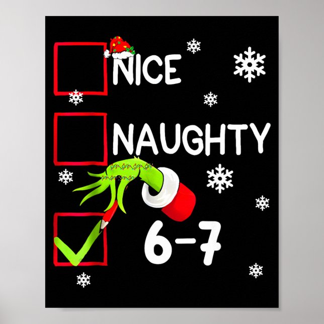 Affiche Funny Nice Naughty 6 7 Christmas 67 Meme Xmas Boys (Devant)