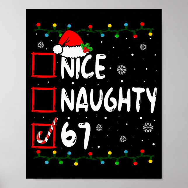 Affiche Funny Nice Naughty 6 7 Christmas 67 Meme Xmas Boys (Devant)