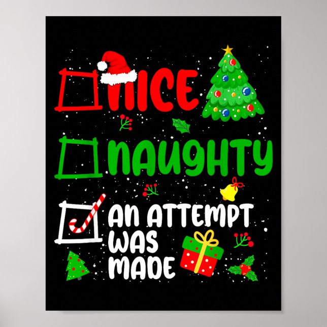 Affiche Funny Nice Naughty An Attempt Was Made List Xmas S (Devant)