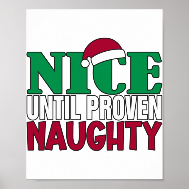 Affiche Funny Nice Until Proven Naughy Christmas Joke  (Devant)