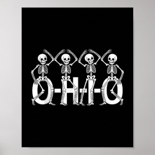 Affiche Funny O-h-i-o State Skeleton Ohio Halloween Vintag