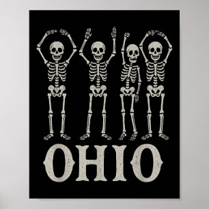 Affiche Funny O-h-i-o State Skeleton Ohio Halloween Vintag