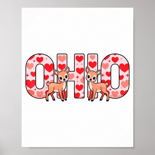 Affiche Funny Ohio Deer Midwestern Party O-h-i-o In Valent (Devant)