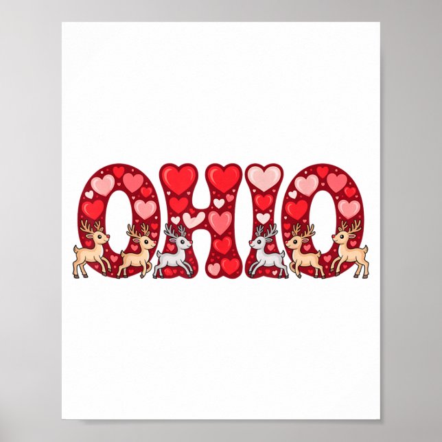 Affiche Funny Ohio Deer Midwestern Party O-h-i-o In Valent (Devant)