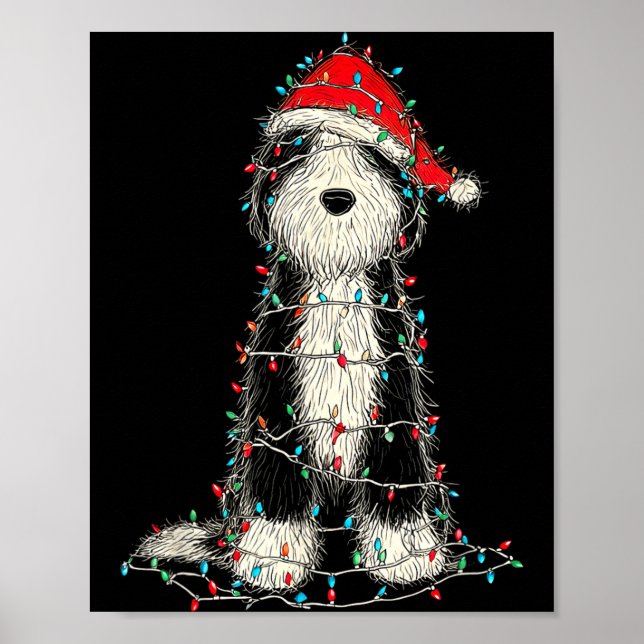 Affiche Funny Old English Sheepdog Christmas Graphics Dog  (Devant)