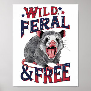 Affiche Funny Opossum non charné Feral sauvage et Possum g