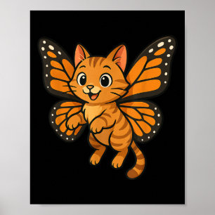 Affiche Funny Orange Chat Monarch Papillon papillon Maman