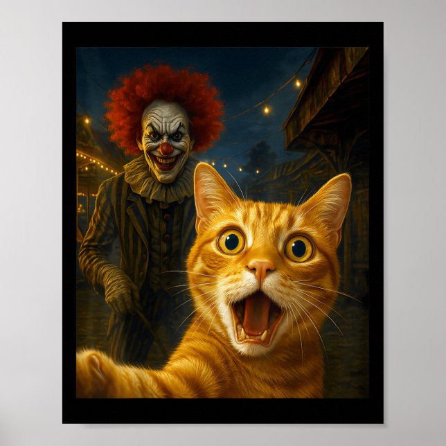 Affiche Funny Orange Tabby Cat Selfie Clown Déplaisant Sok (Devant)