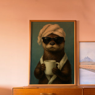 Affiche Funny Otter Coffee Art Spa Jour Amoureux des anima