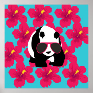 Affiche Funny Panda Bear Beach Bum Cool Lunettes de soleil