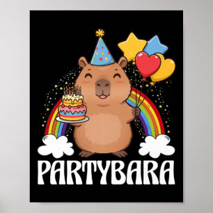 Affiche Funny Partybara Capybara Joyeux Enfants d'Annivers
