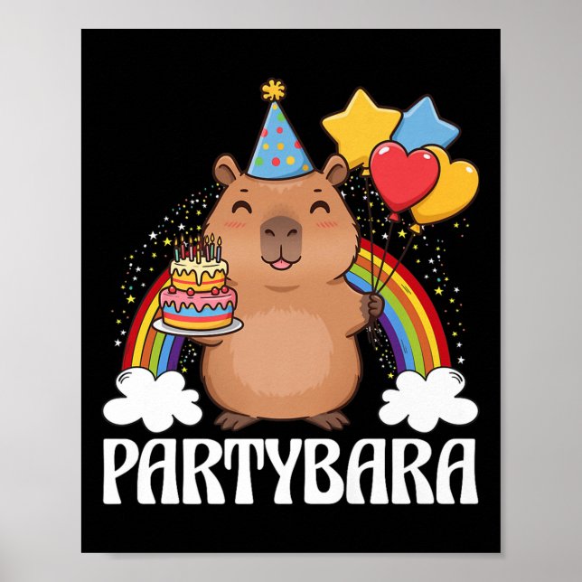 Affiche Funny Partybara Capybara Joyeux Enfants d'Annivers (Devant)