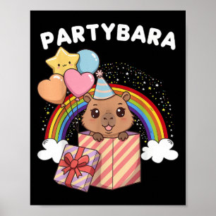Affiche Funny Partybara Capybara Joyeux Enfants d'Annivers