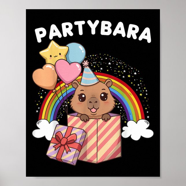 Affiche Funny Partybara Capybara Joyeux Enfants d'Annivers (Devant)