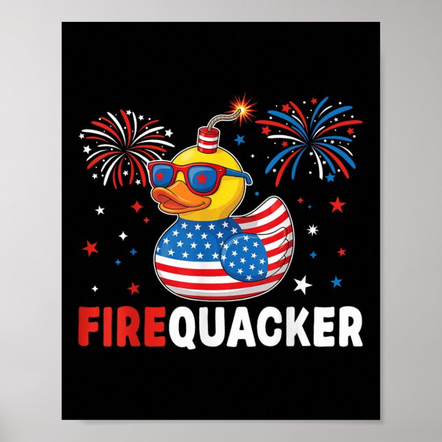 Affiche Funny Patriotic Duck Firequacker Pun Independence  (Devant)