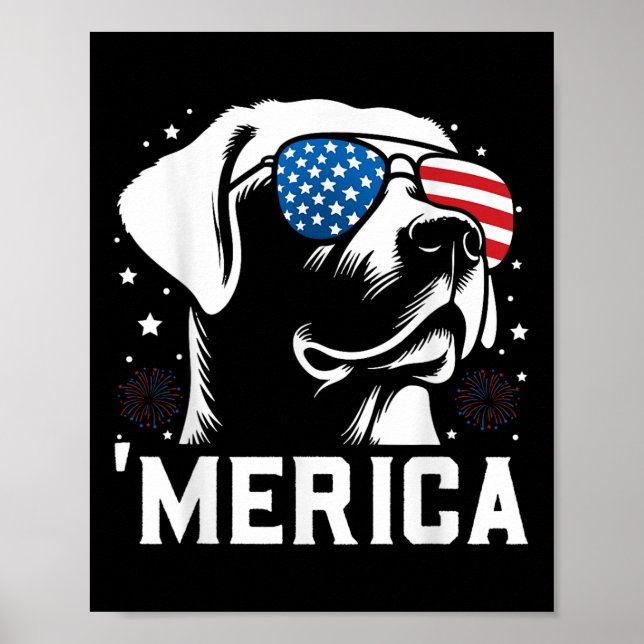 Affiche Funny Patriotic Labrador Retriever Merica Happy 4t (Devant)