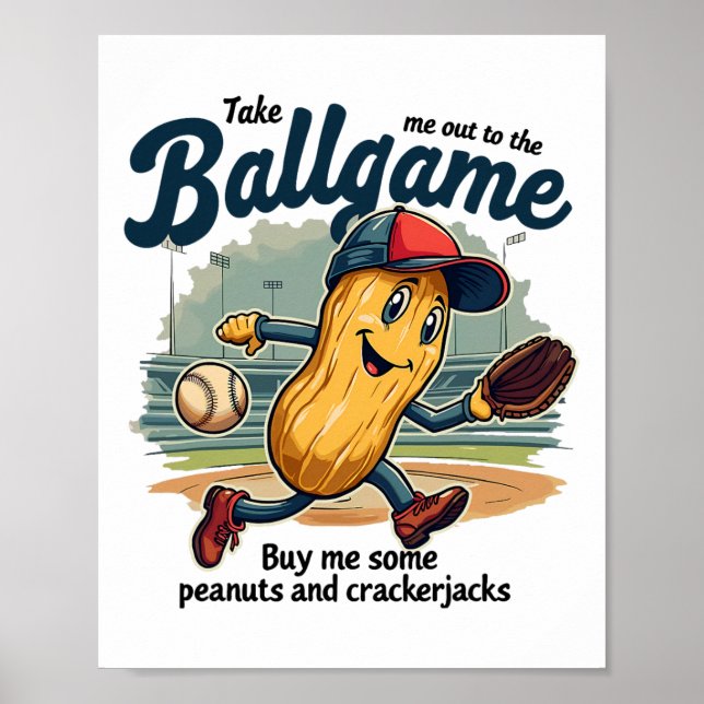 Affiche Funny Peanuts Emmène-Moi Au Jeu De Balle Bysebyl (Devant)