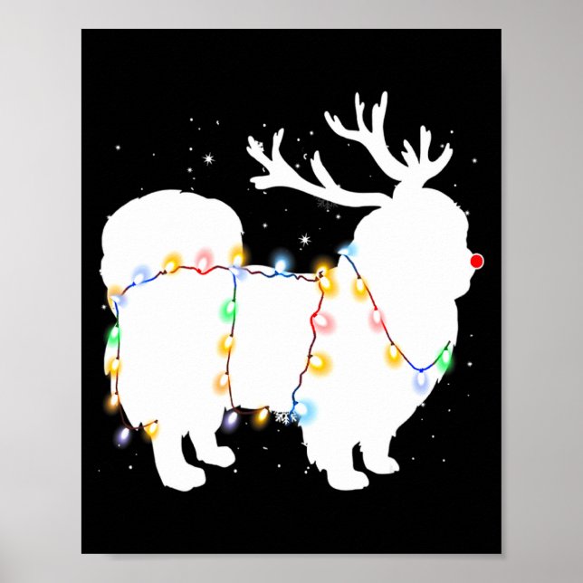 Affiche Funny Pekingese Dog Tree Christmas Lights Xmas Paj (Devant)