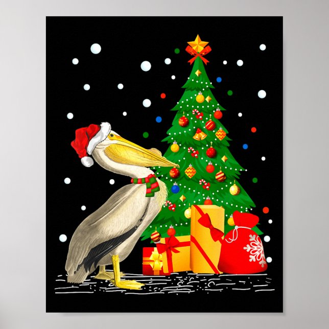 Affiche Funny Pelican Lover Gift Santa Hat Pelican Christm (Devant)