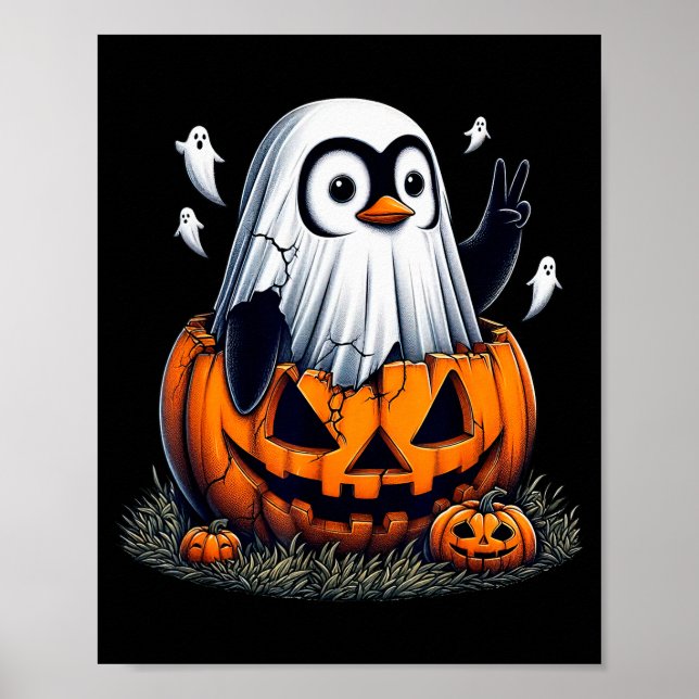 Affiche Funny Penguin Boo Halloween Ghost Womens Mens Kids (Devant)