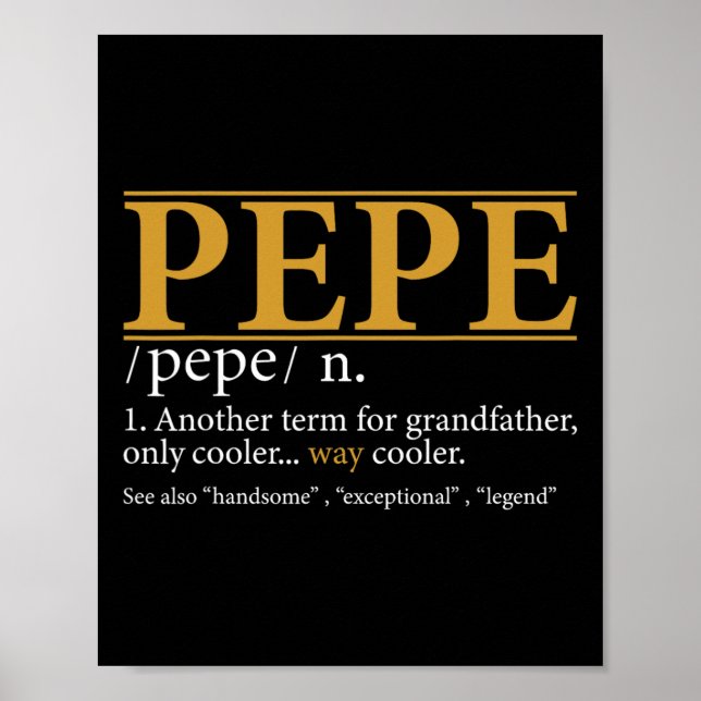 Affiche Funny Pepe Définition Fête des pères Cadeau grand- (Devant)