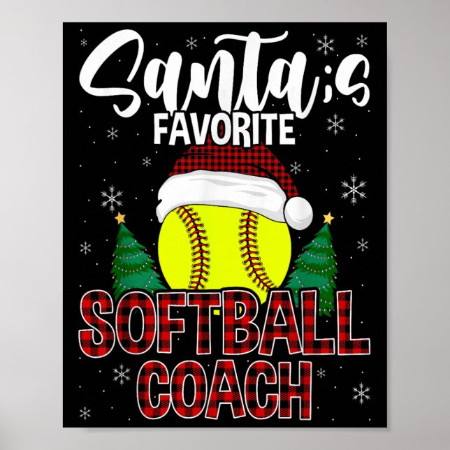 Affiche Funny Père Noël Favori Coach Softball Pl de Noël (Devant)