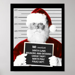 Affiche Funny Père Noël Mugshot Père Noël emprisonné Noël