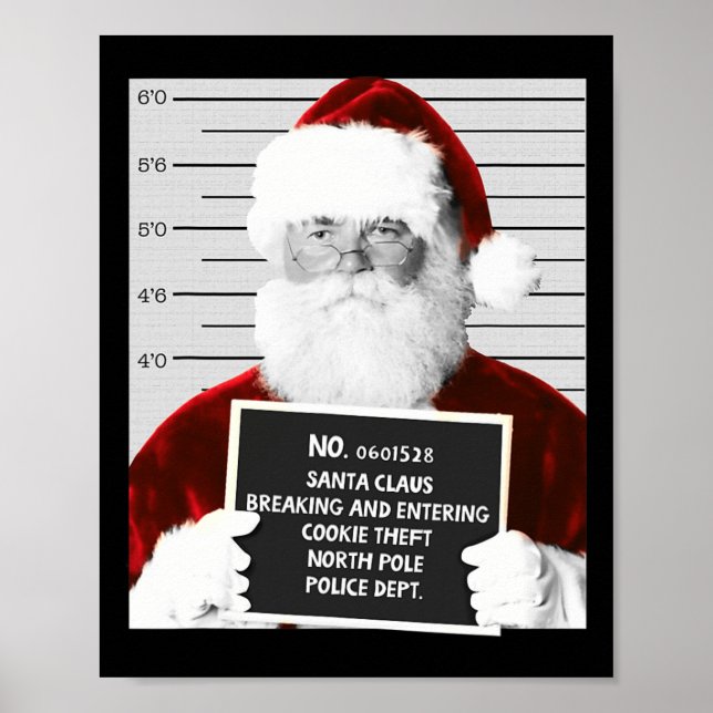 Affiche Funny Père Noël Mugshot Père Noël emprisonné Noël (Devant)