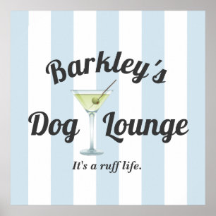 Affiche Funny Personnalisé Blue Stripe Dog Lounge
