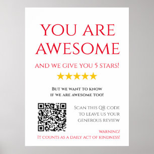 Affiche Funny personnalisé QR Code Business Logo Review ro