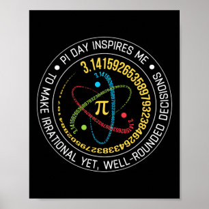 Affiche Funny Pi Day m'inspire Enseignant Vintage Spiral P