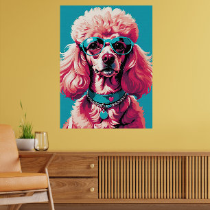 Affiche Funny Pink Glam Poodle dans les tons