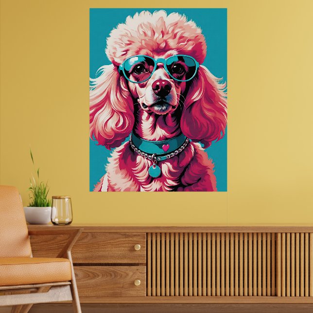 Affiche Funny Pink Glam Poodle dans les tons (Salon 2)