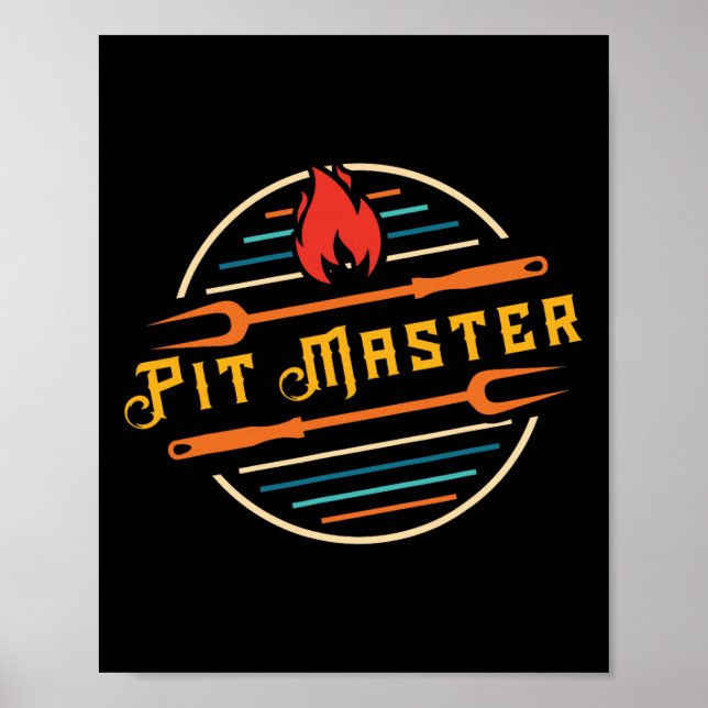 Affiche Funny Pitmaster Graphic Barbecue Grill Fork Retro  (Devant)