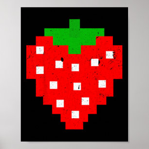 Affiche Funny Pixel Strawberry 80s Video Game Costume