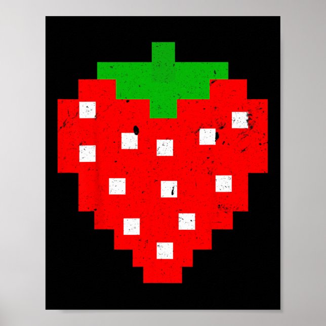 Affiche Funny Pixel Strawberry 80s Video Game Costume (Devant)