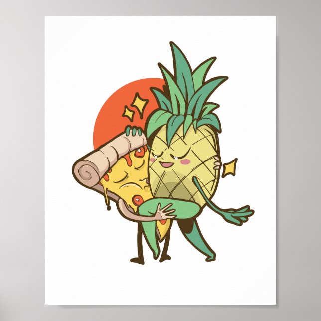 Affiche Funny Pizza Ananas Tango Couple Ado Garçon fille (Devant)