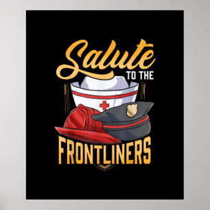 Affiche Funny Police Pompier Frontliner Infirmière Cadeaux
