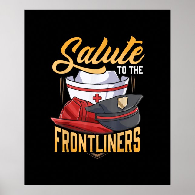 Affiche Funny Police Pompier Frontliner Infirmière Cadeaux (Devant)