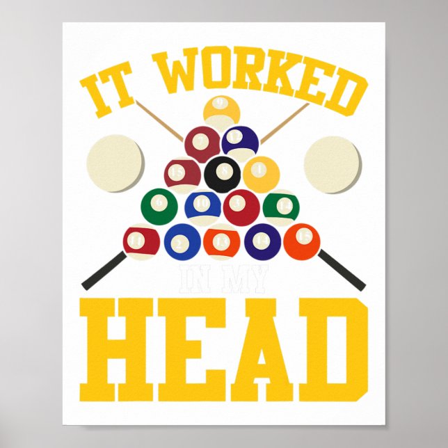 Affiche Funny Pool Hall Billard Il A Travaillé Dans Ma Têt (Devant)