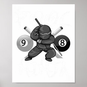 Affiche Funny Pool Ninja mignonne poche Billard Garçons Fi