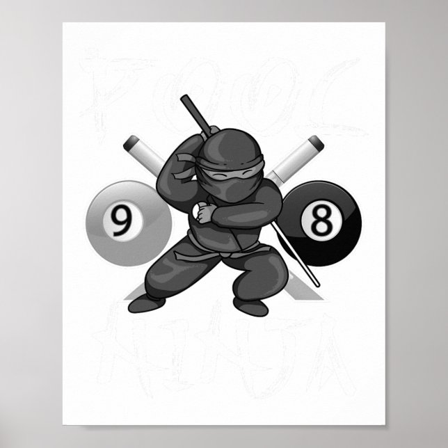 Affiche Funny Pool Ninja mignonne poche Billard Garçons Fi (Devant)