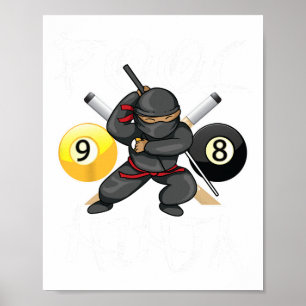 Affiche Funny Pool Ninja mignonne poche Billard Garçons Fi