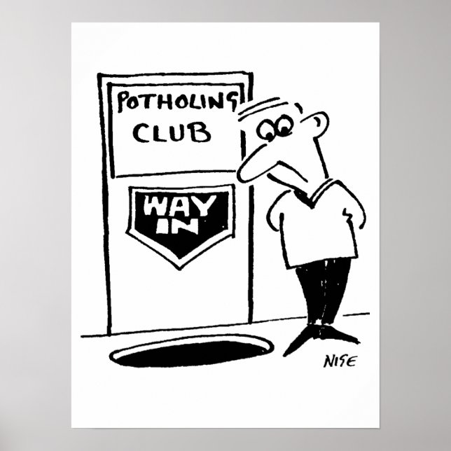Affiche Funny Potholing Club Entrée dans le caricature du  (Devant)