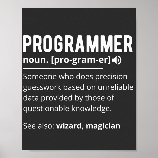 Affiche Funny Programmer Code Developer Meaning Definition (Devant)