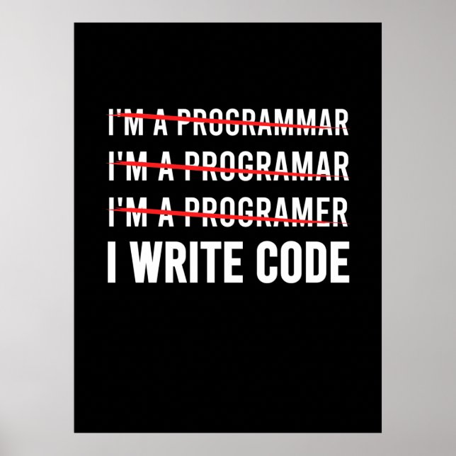 Affiche Funny Programmer I Wite Code (Devant)